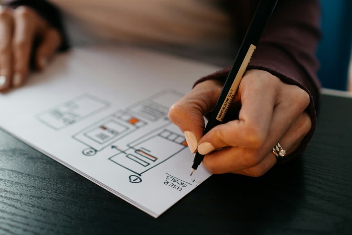 Hand writing a plan on paper